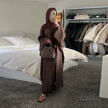 Abayas ouvertes en lin pour femmes, robe de prière, tenue caftan, cadeau islamique