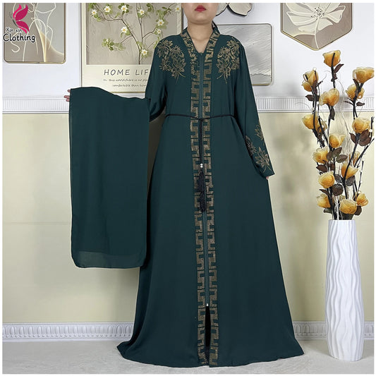 Robe style Dubaï, Abaya longue avec turban