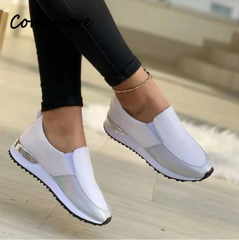 Chaussures plates en cuir pour femmes, style décontracté et confortable