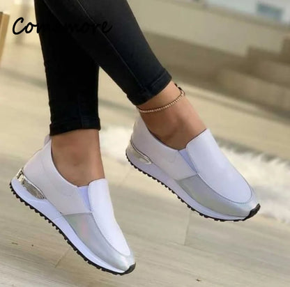 Chaussures plates en cuir pour femmes, style décontracté et confortable