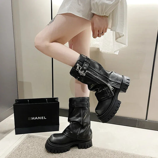 Bottes à Fermeture Éclair Latérale pour Femme