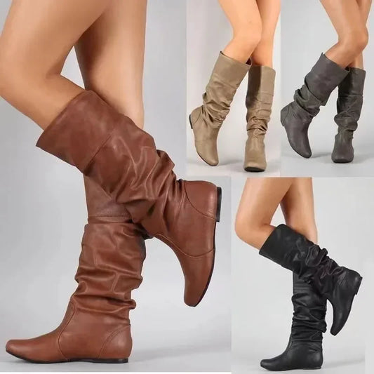 Bottes mi-mollet pour femmes - Style western tendance