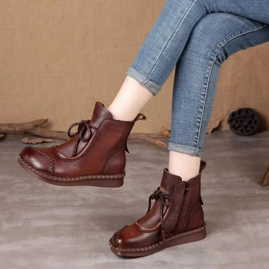 Bottes plates confortables croisées pour femmes, style Parker