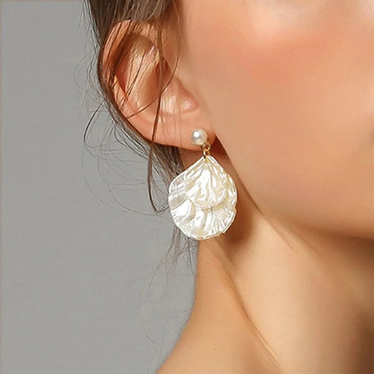 Boucles d'Oreilles Perle Blanche Pure Femme Vintage