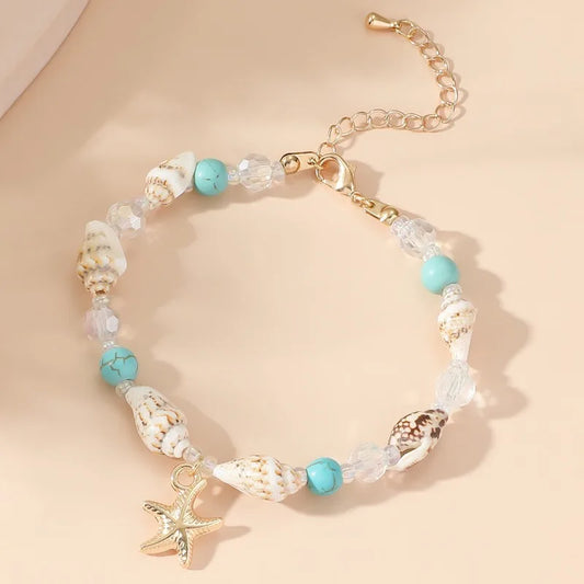 Bracelet étoile de mer, coquillage & perles pour femmes