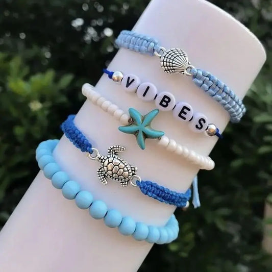 Bracelet perles coquillage vacances mer turquoise