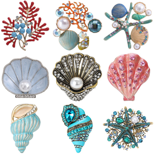 Broches étoile de mer émail perle coquille plantes de mer bijoux accessoires