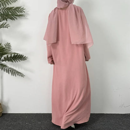 Caftan à col rond pour femmes, robe longue musulmane élégante