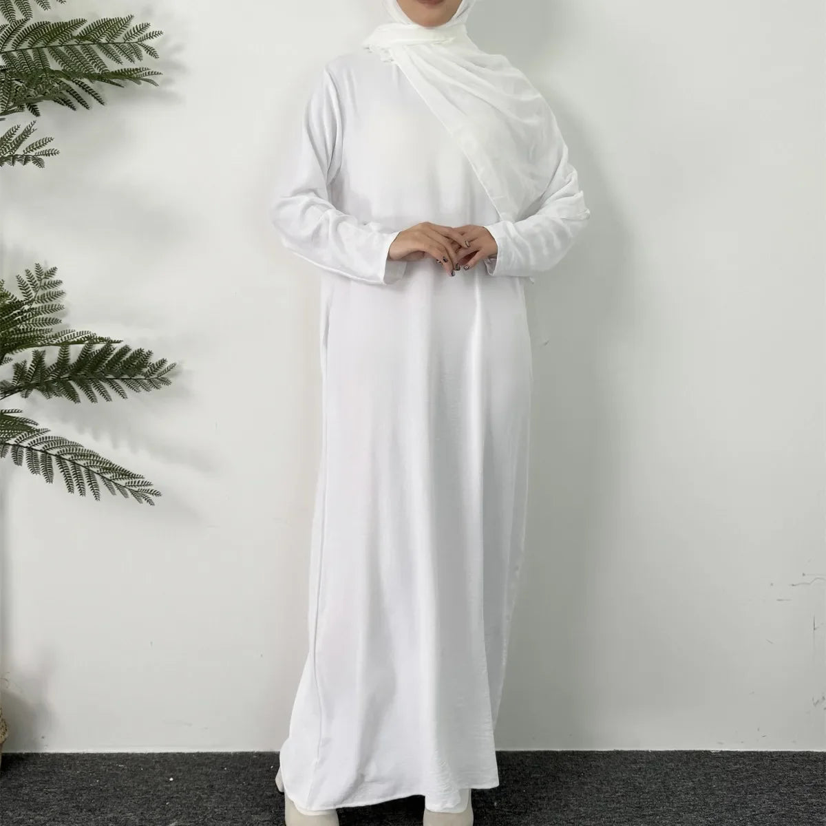 Caftan à col rond pour femmes, robe longue musulmane élégante