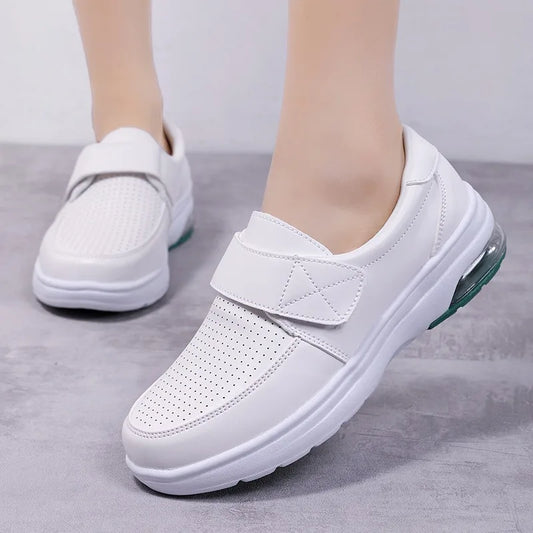 Chaussures Blanches Cuir Semelle Souple Coussin Air Femme Travail Aut 2024