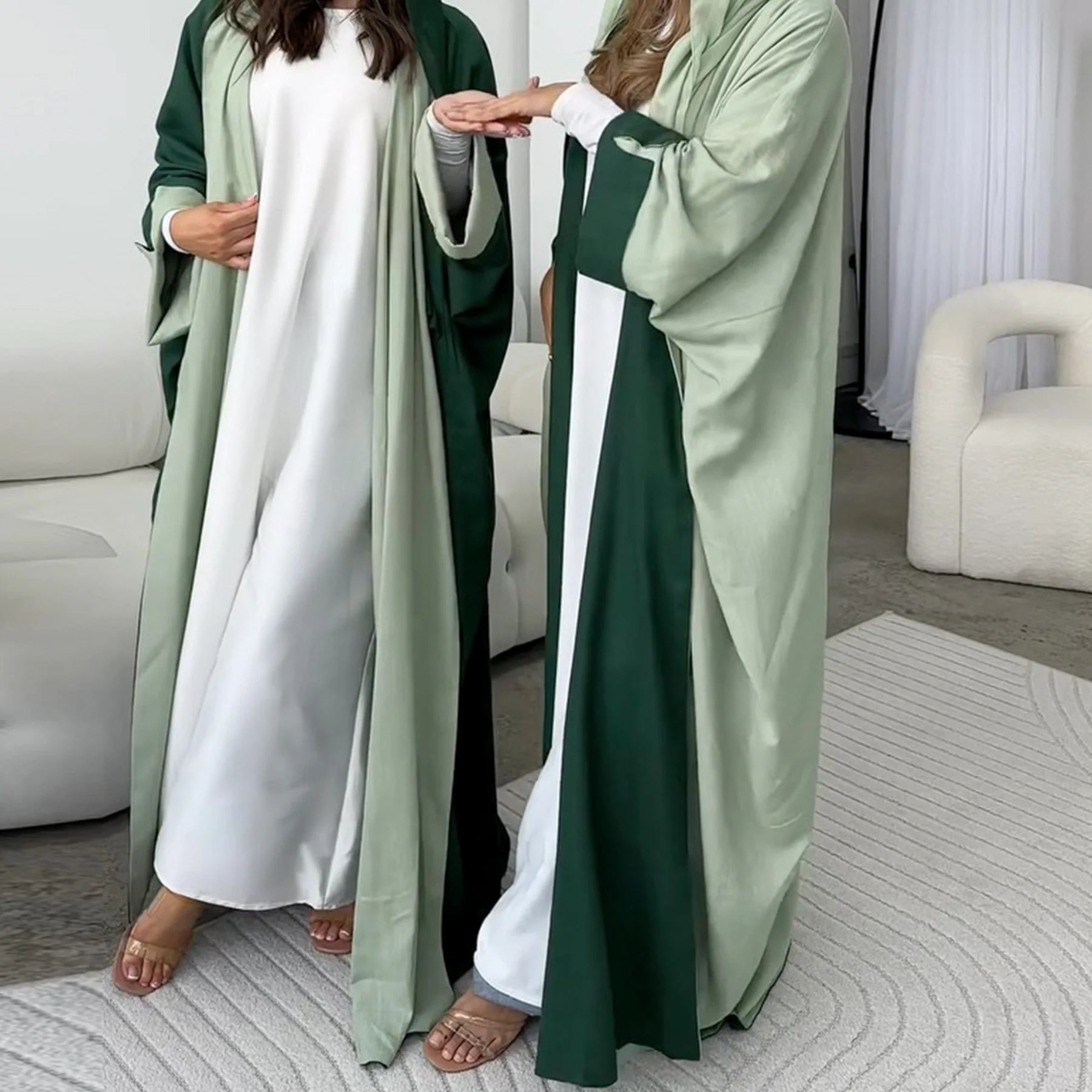 Djellaba Réversible Femme - Robe Ouverte Abaya Turquie 