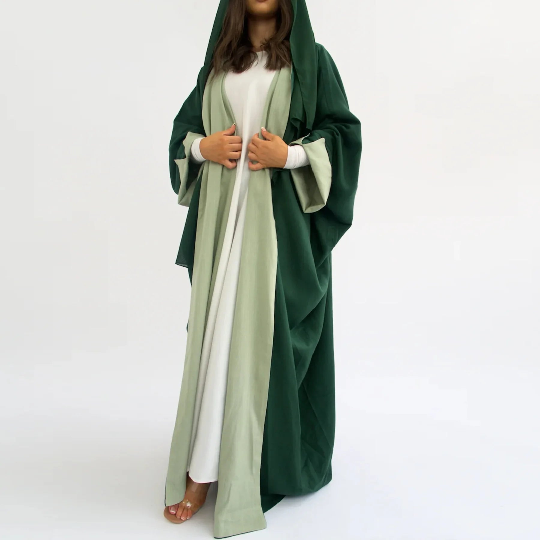 Djellaba Réversible Femme - Robe Ouverte Abaya Turquie 