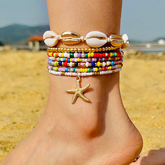 Ensemble bracelets cheville coquillage plage étoile mer bijoux fête