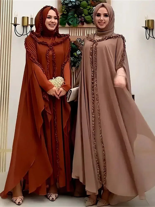 Ensemble musulman en mousseline de soie pour femmes: Abaya, Hijab, robes africaines, Kebaya