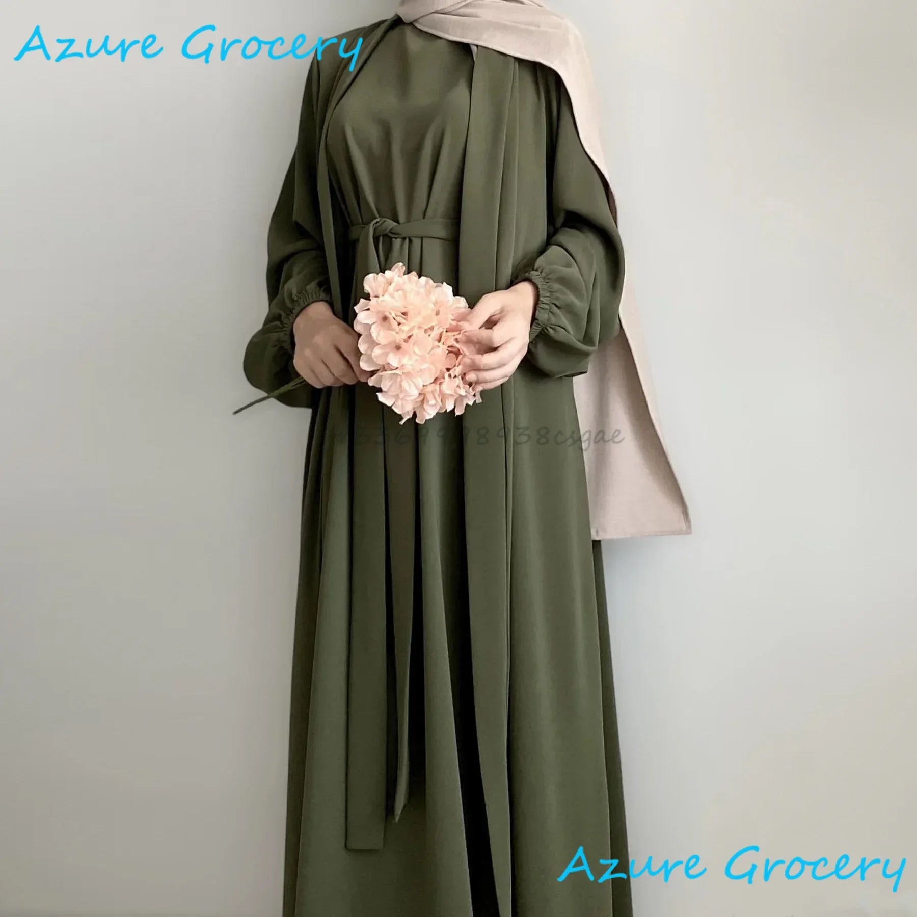 Abaya 2 pièces kimono pour femme musulmane - Dubaï luxe Ramadan hijab