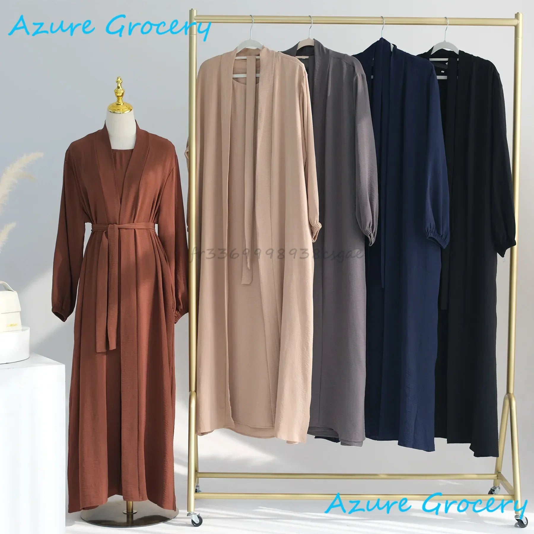 Abaya 2 pièces kimono pour femme musulmane - Dubaï luxe Ramadan hijab