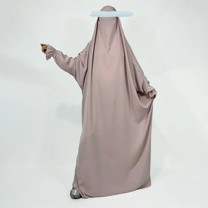 Robe de prière musulmane Jilbab Nida à manchettes et bretelles - Vente en gros EID/Ramadan