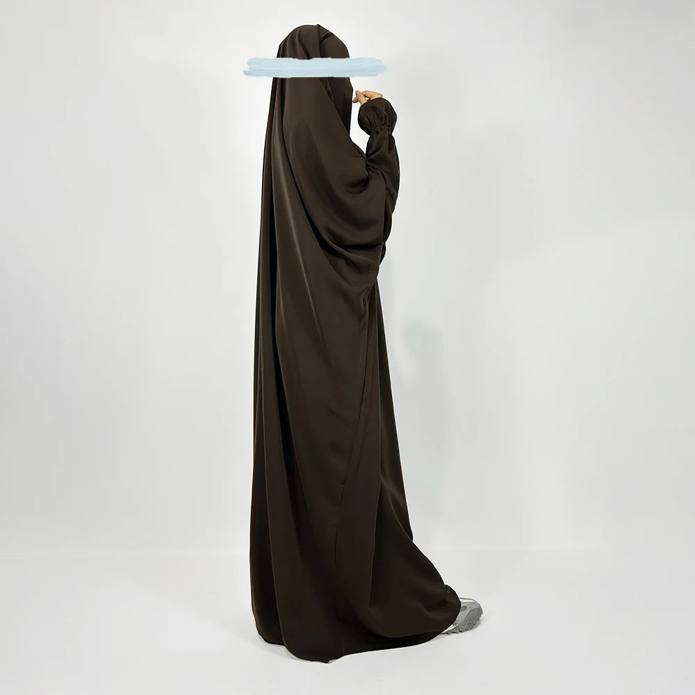 Robe de prière musulmane Jilbab Nida à manchettes et bretelles - Vente en gros EID/Ramadan