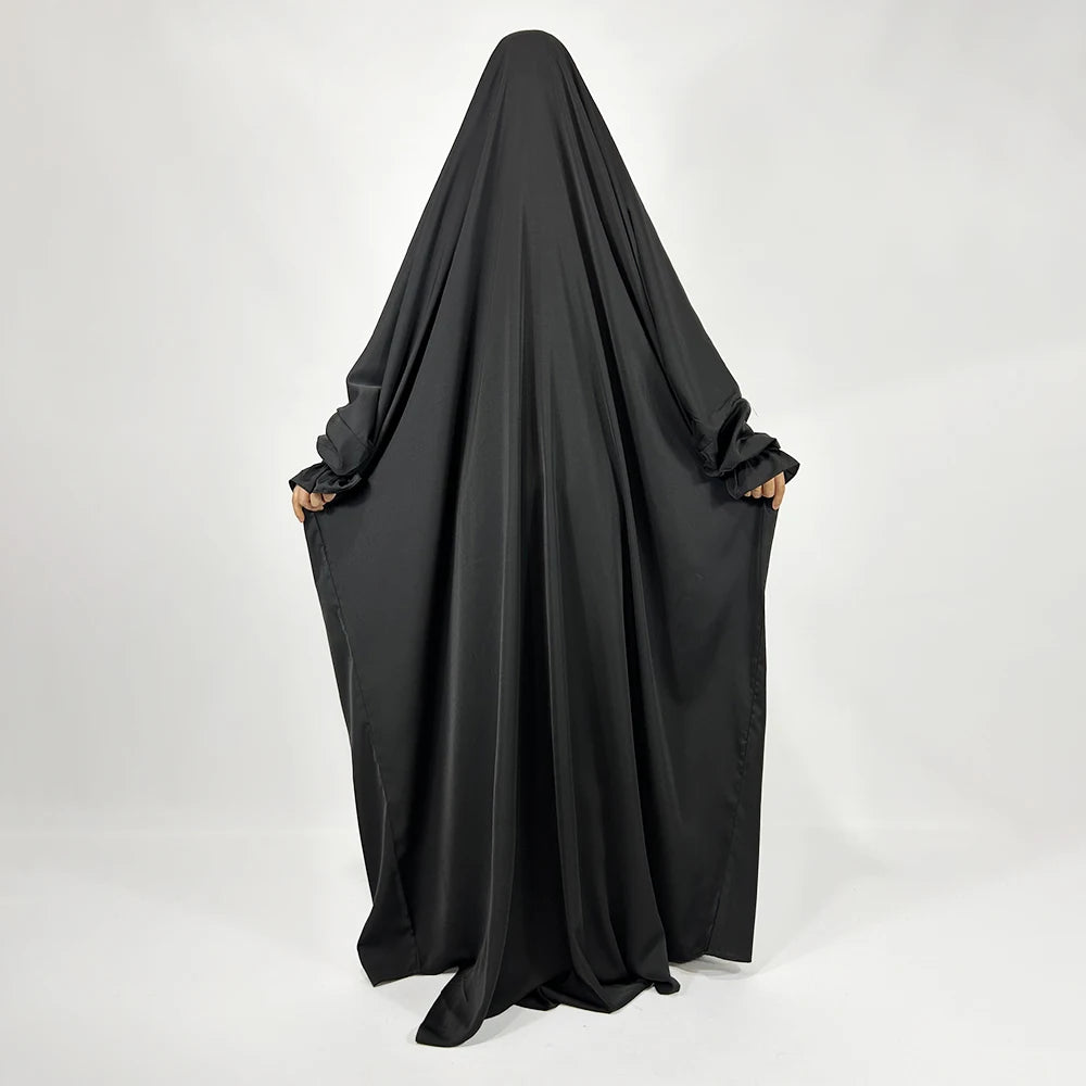 Robe de prière musulmane Jilbab Nida à manchettes et bretelles - Vente en gros EID/Ramadan