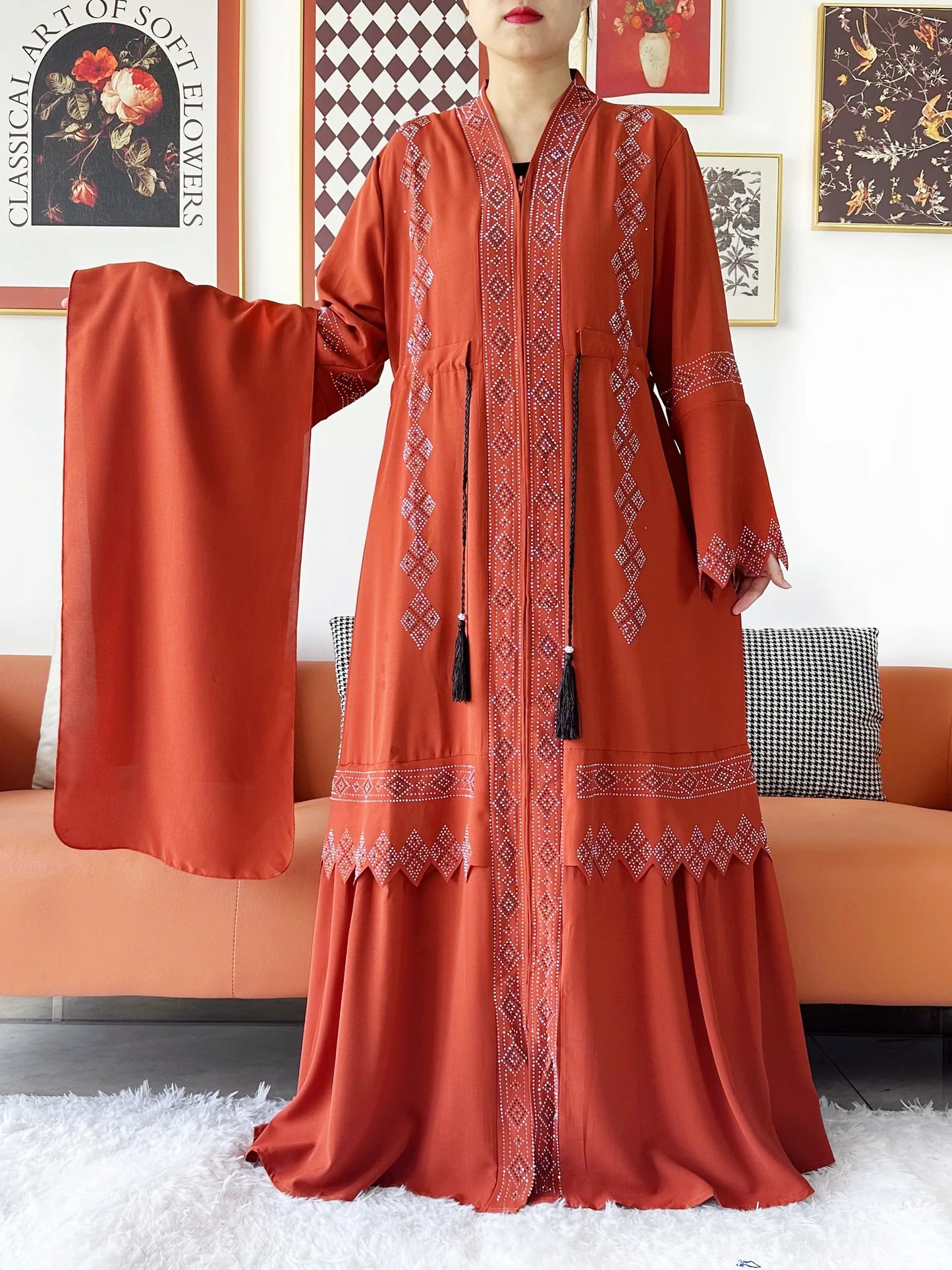 Robe Abaya mousseline de soie - Collection cardigan ouvert