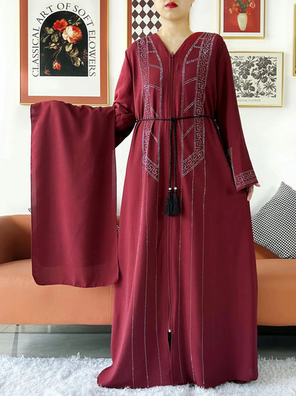 Robe Abaya mousseline de soie - Collection cardigan ouvert