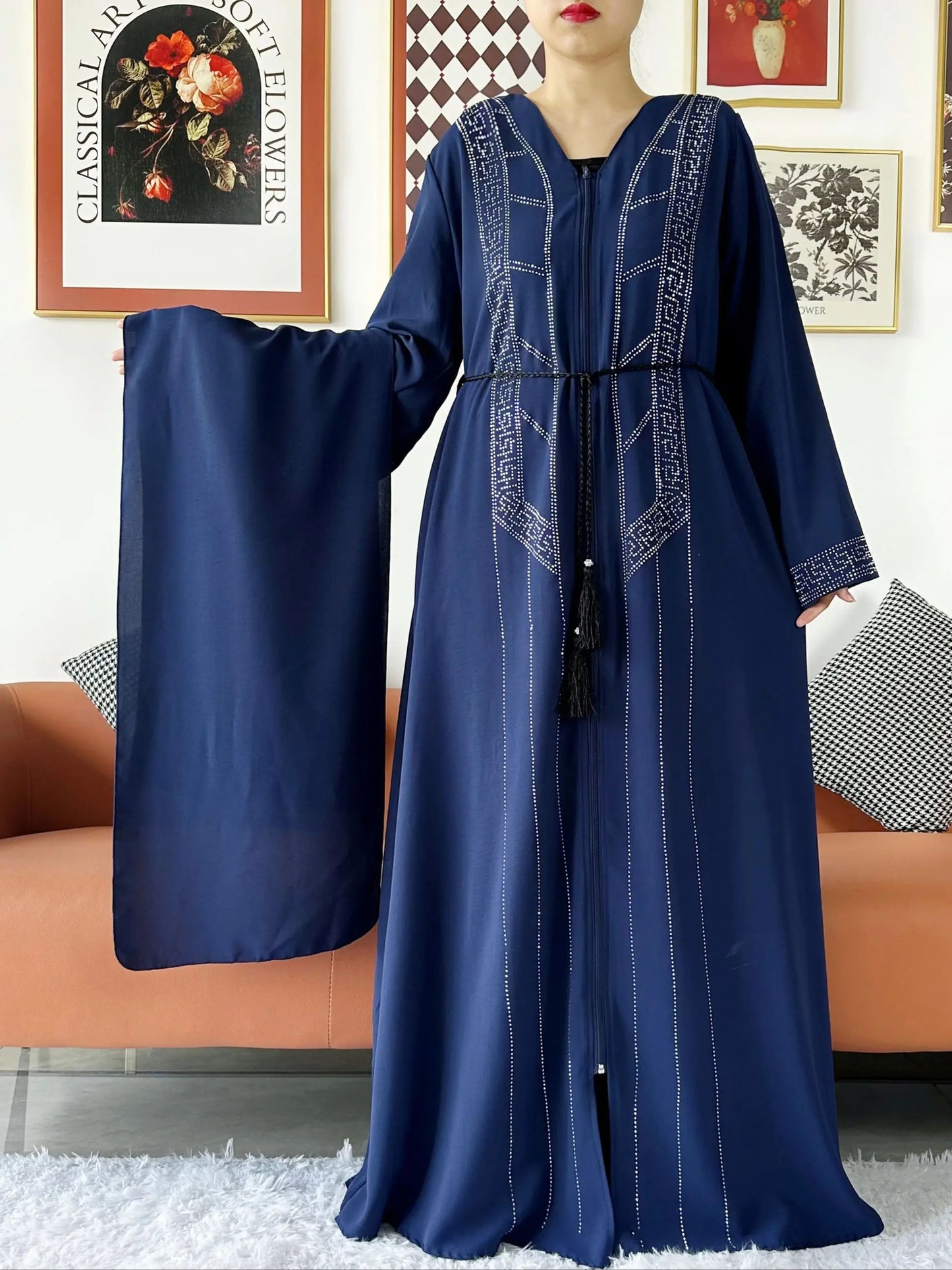 Robe Abaya mousseline de soie - Collection cardigan ouvert