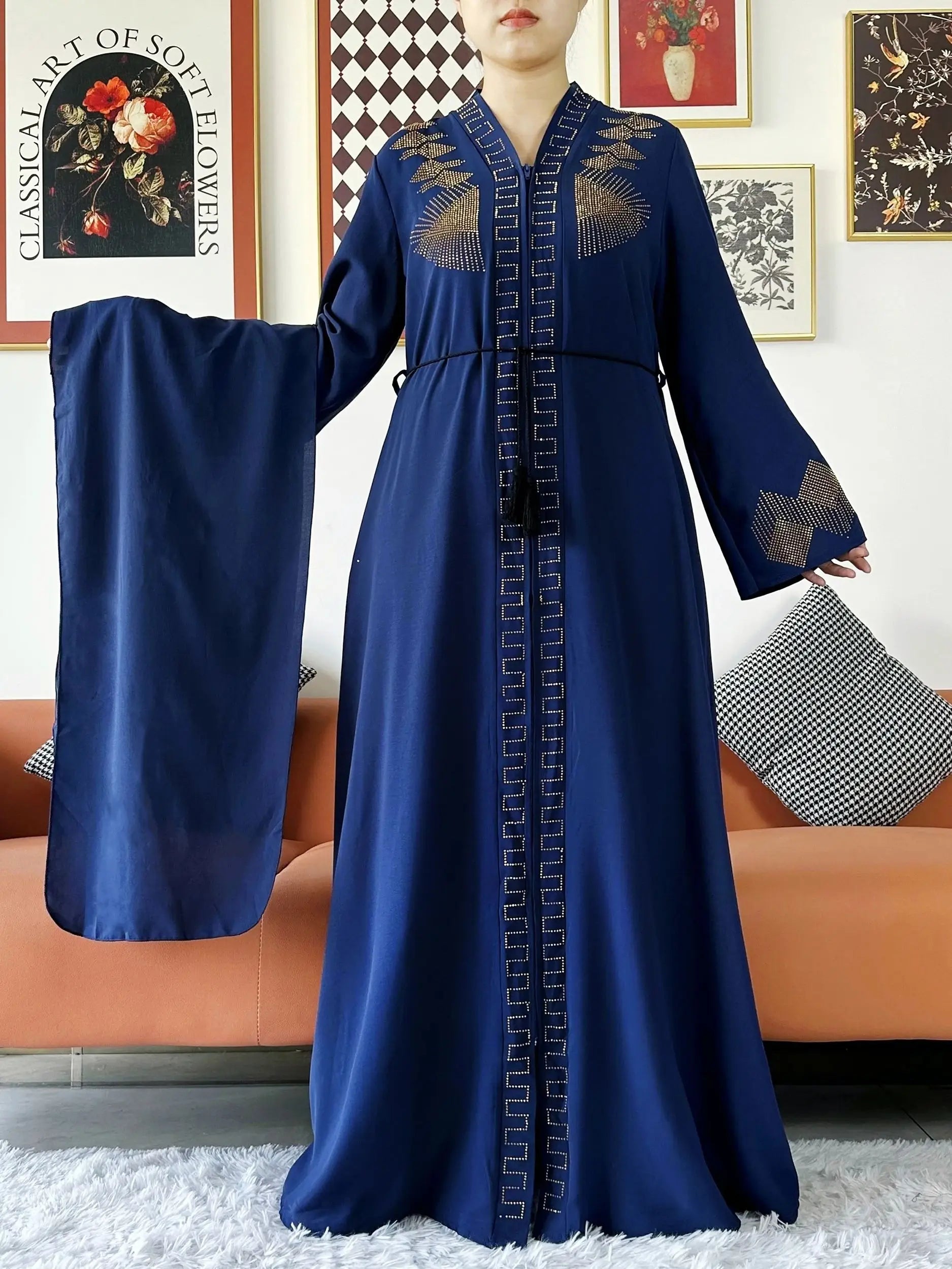 Robe Abaya mousseline de soie - Collection cardigan ouvert