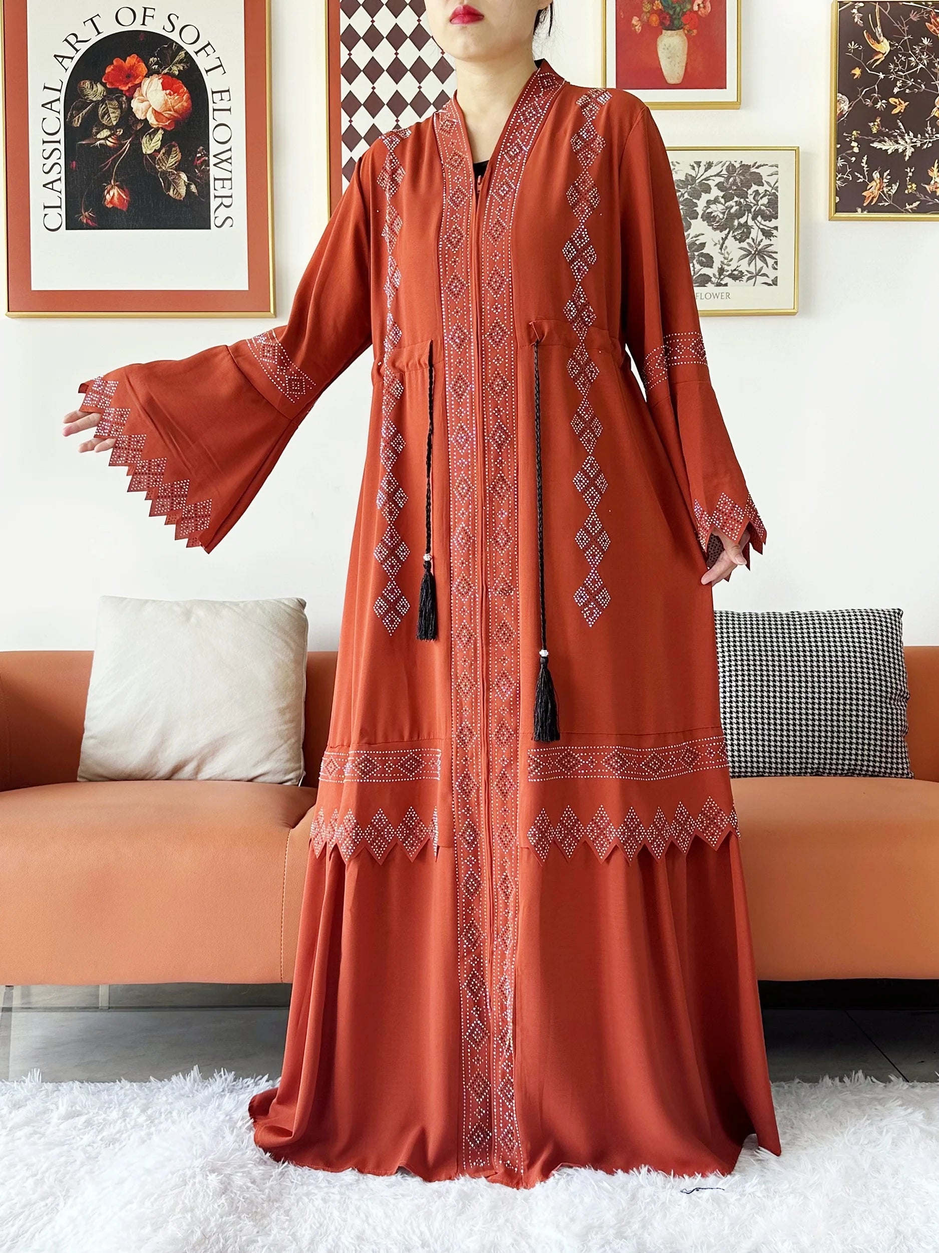 Robe Abaya mousseline de soie - Collection cardigan ouvert