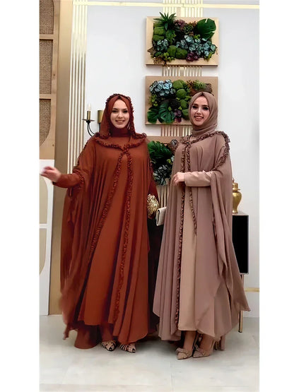 Ensemble Khimar Abaya Ramadan 2 pièces - Robe Hijab Musulmane