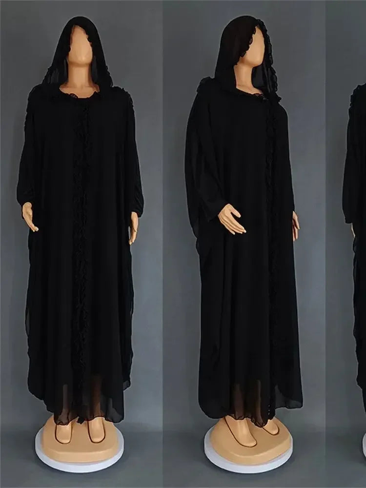 Ensemble Khimar Abaya Ramadan 2 pièces - Robe Hijab Musulmane