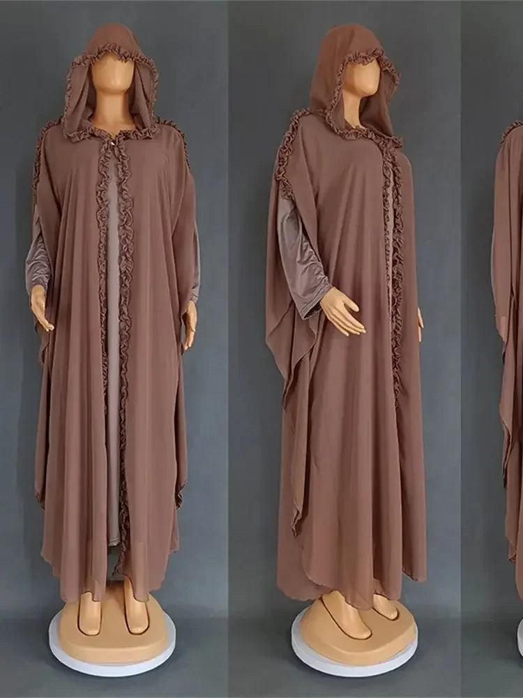 Ensemble Khimar Abaya Ramadan 2 pièces - Robe Hijab Musulmane