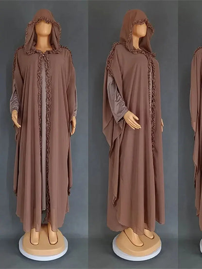 Ensemble Khimar Abaya Ramadan 2 pièces - Robe Hijab Musulmane