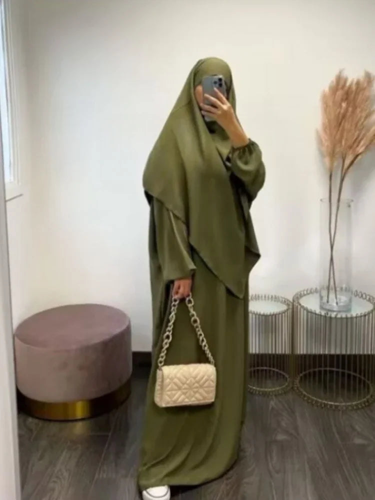 Ensemble abaya longue + hijab musulmane 2023