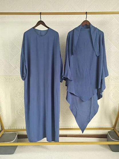 Ensemble abaya longue + hijab musulmane 2023