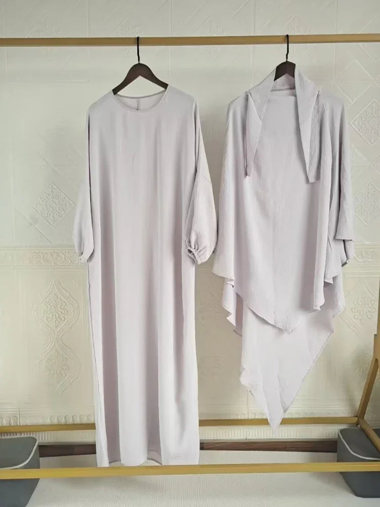 Ensemble abaya longue + hijab musulmane 2023