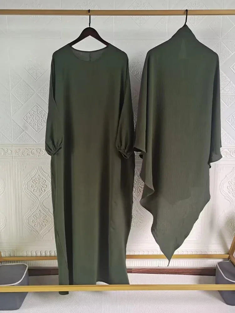 Ensemble abaya longue + hijab musulmane 2023