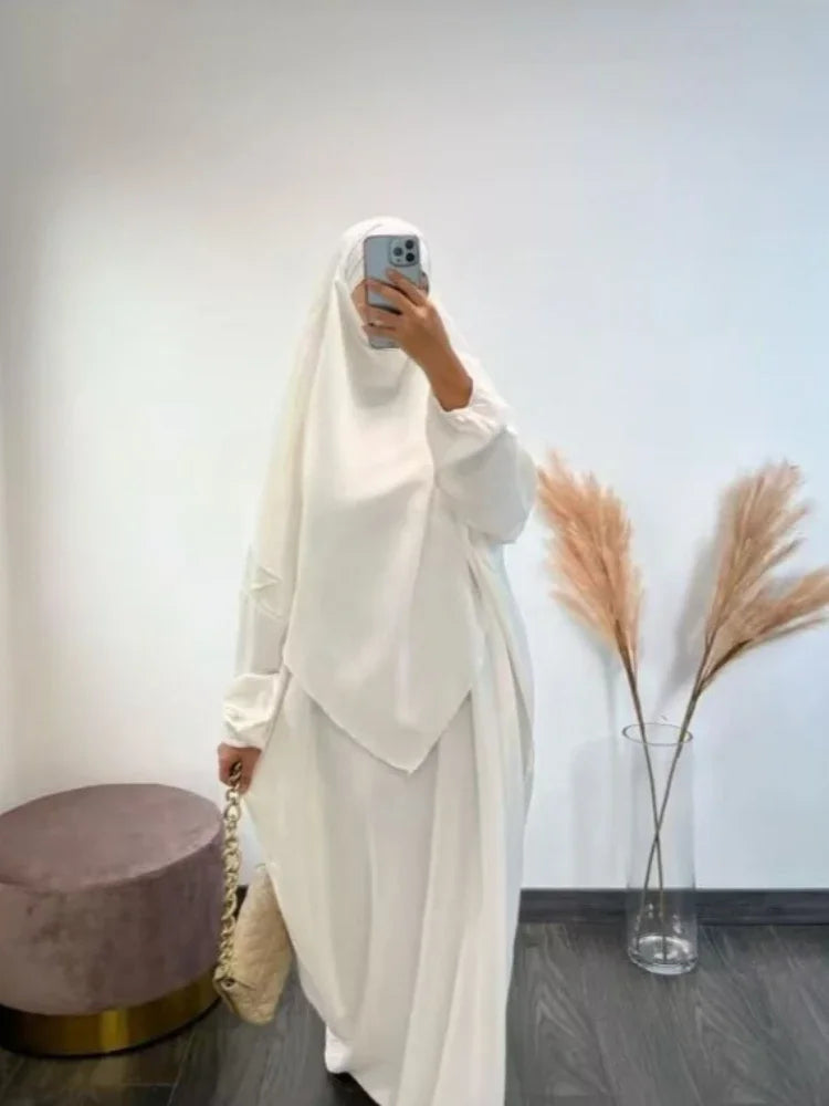 Ensemble abaya longue + hijab musulmane 2023