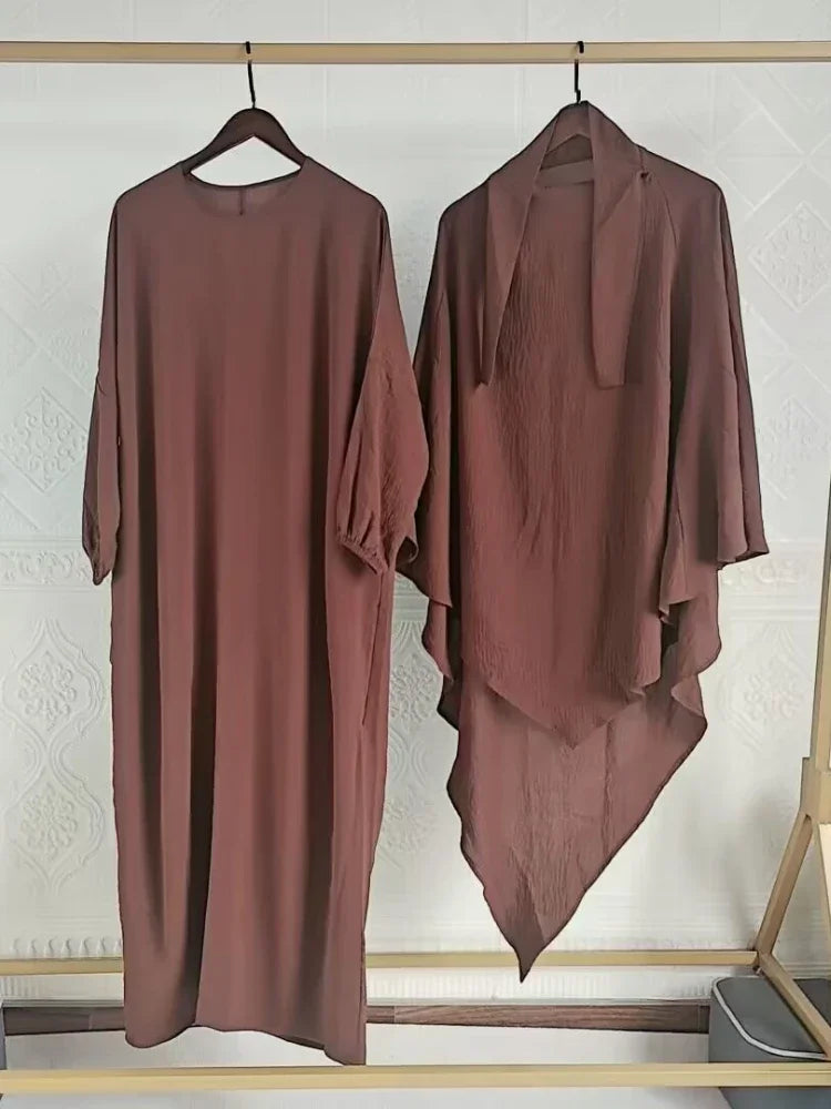 Ensemble abaya longue + hijab musulmane 2023