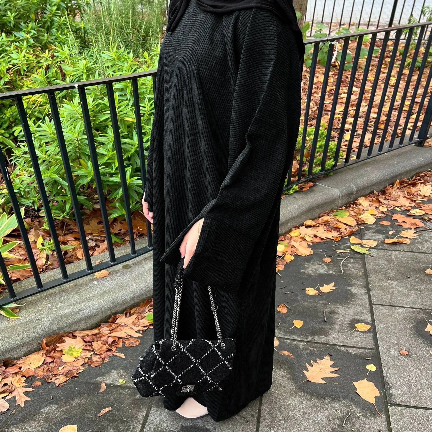 Robe Abaya Luxe Velours Côtelé Femme Musulmane