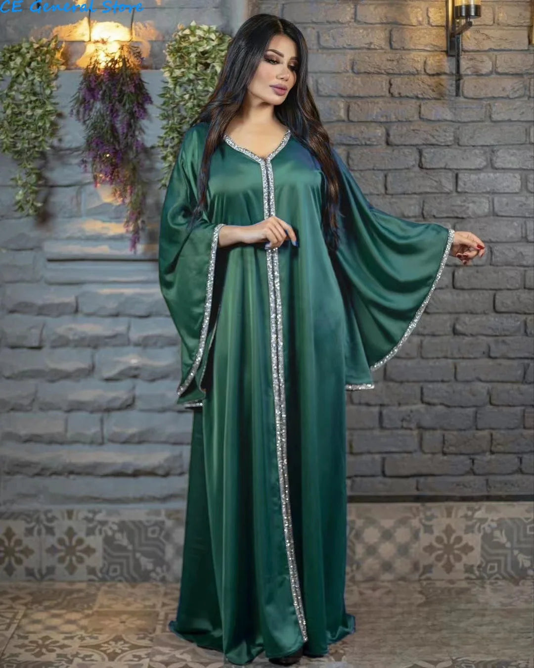 Robe Abaya Satin Manches Sulpfemme Musulmane