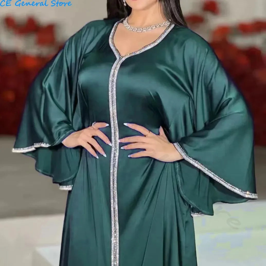 Robe Abaya Satin Manches Sulpfemme Musulmane