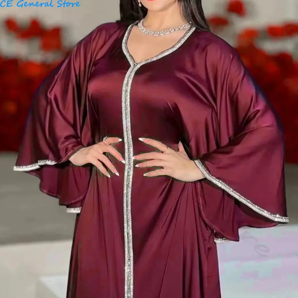 Robe Abaya Satin Manches Sulpfemme Musulmane