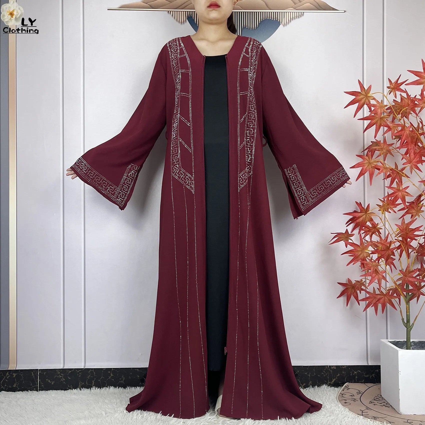 Robe Abaya mousseline de soie manches longues femme africaine, Dubaï, élégance 2021