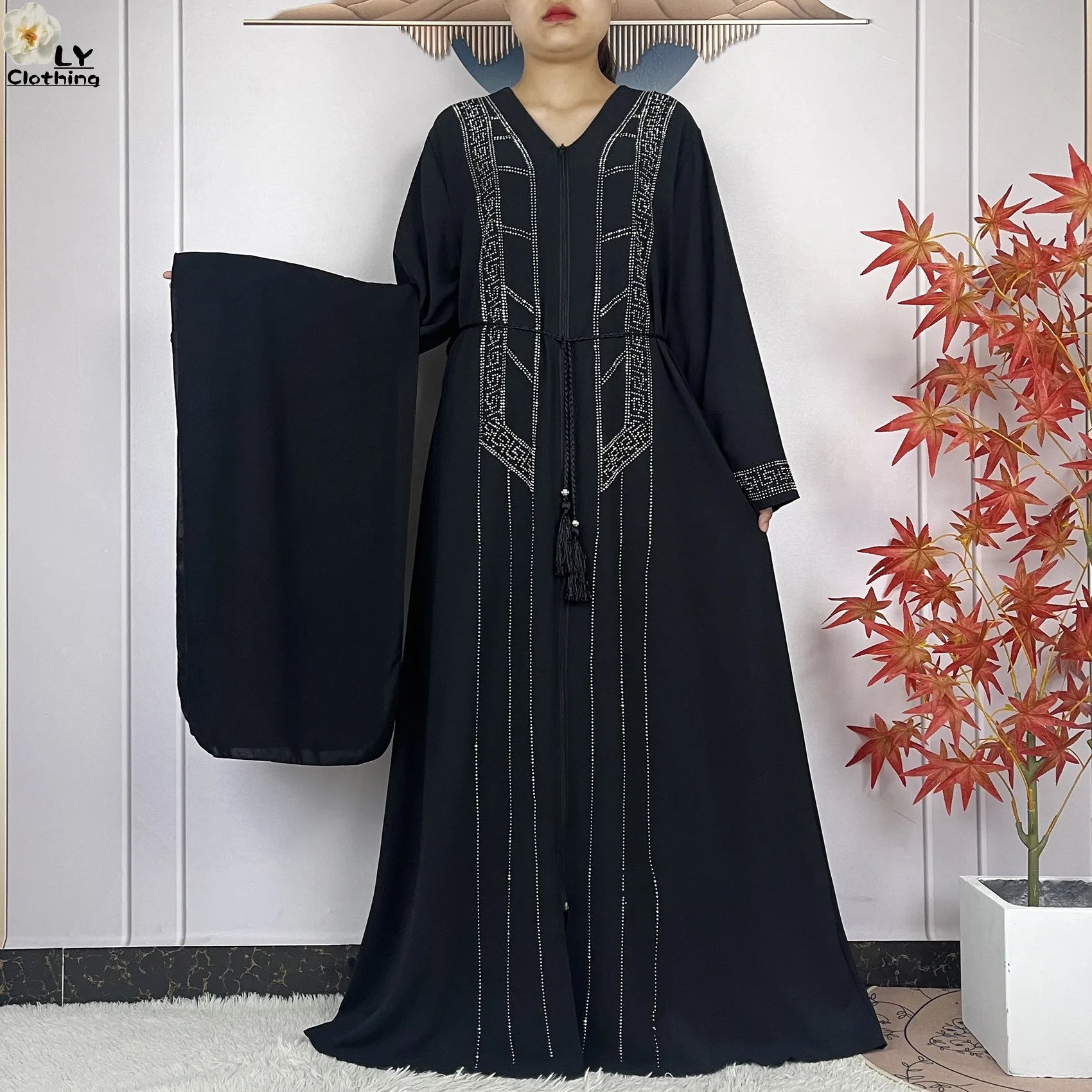 Robe Abaya mousseline de soie manches longues femme africaine, Dubaï, élégance 2021