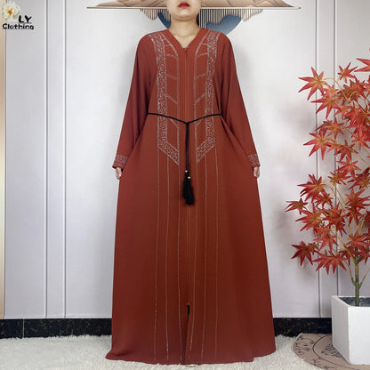 Robe Abaya mousseline de soie manches longues femme africaine, Dubaï, élégance 2021