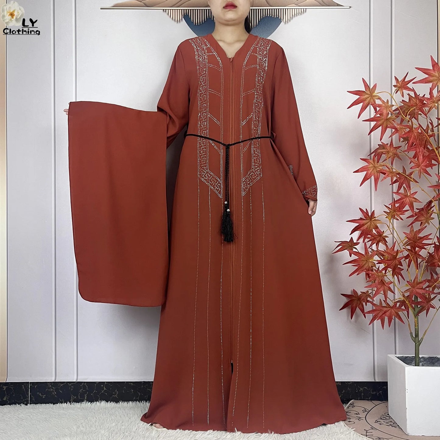 Robe Abaya mousseline de soie manches longues femme africaine, Dubaï, élégance 2021