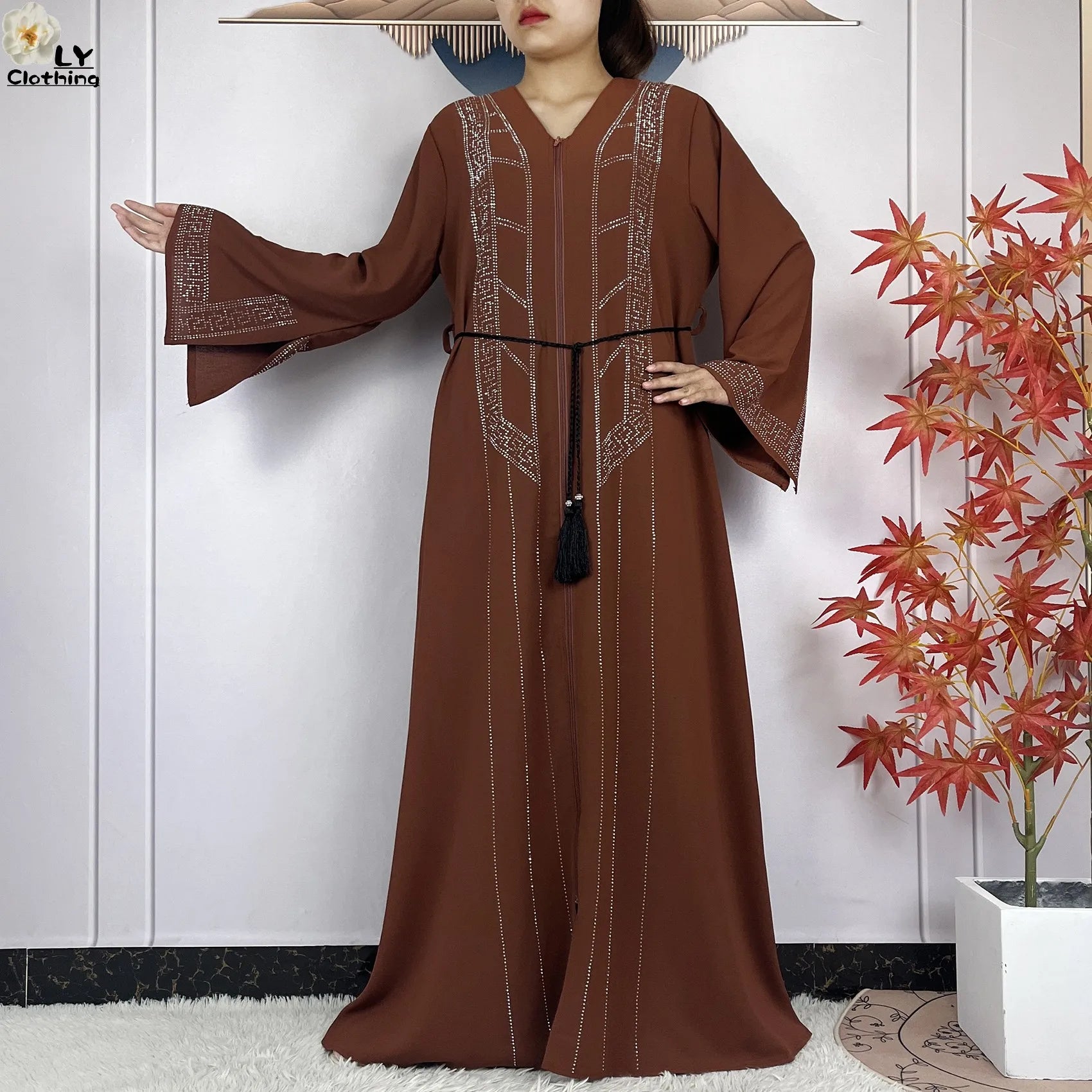 Robe Abaya mousseline de soie manches longues femme africaine, Dubaï, élégance 2021