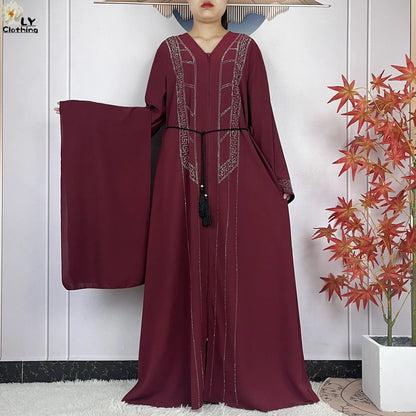 Robe Abaya mousseline de soie manches longues femme africaine, Dubaï, élégance 2021