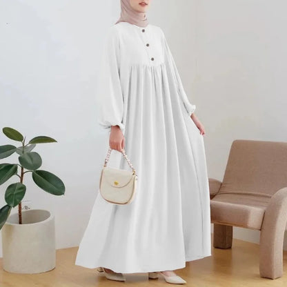 Robe Abaya musulmane femme manches lanterne longue été 2024