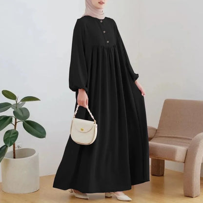 Robe Abaya musulmane femme manches lanterne longue été 2024